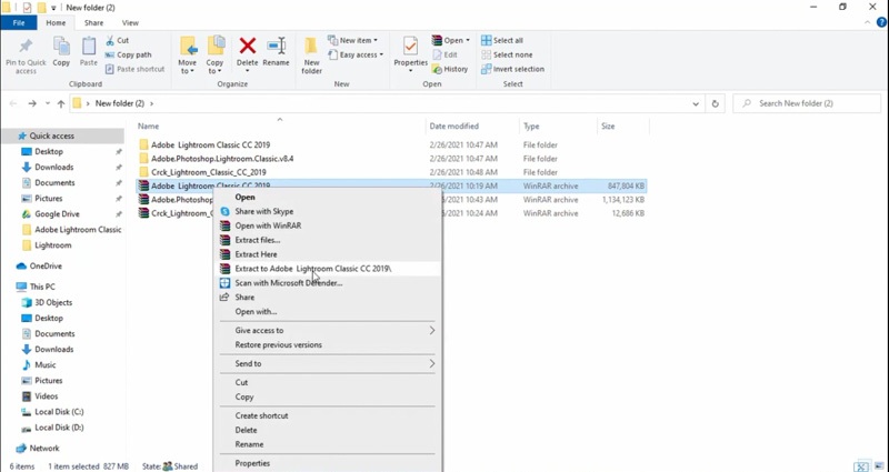 Xác nhận thư mục lưu trữ Adobe Lightroom 2019