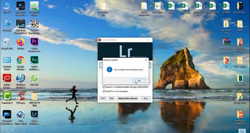 Trực quan hóa hoàn thành cài đặt Lightroom 2019