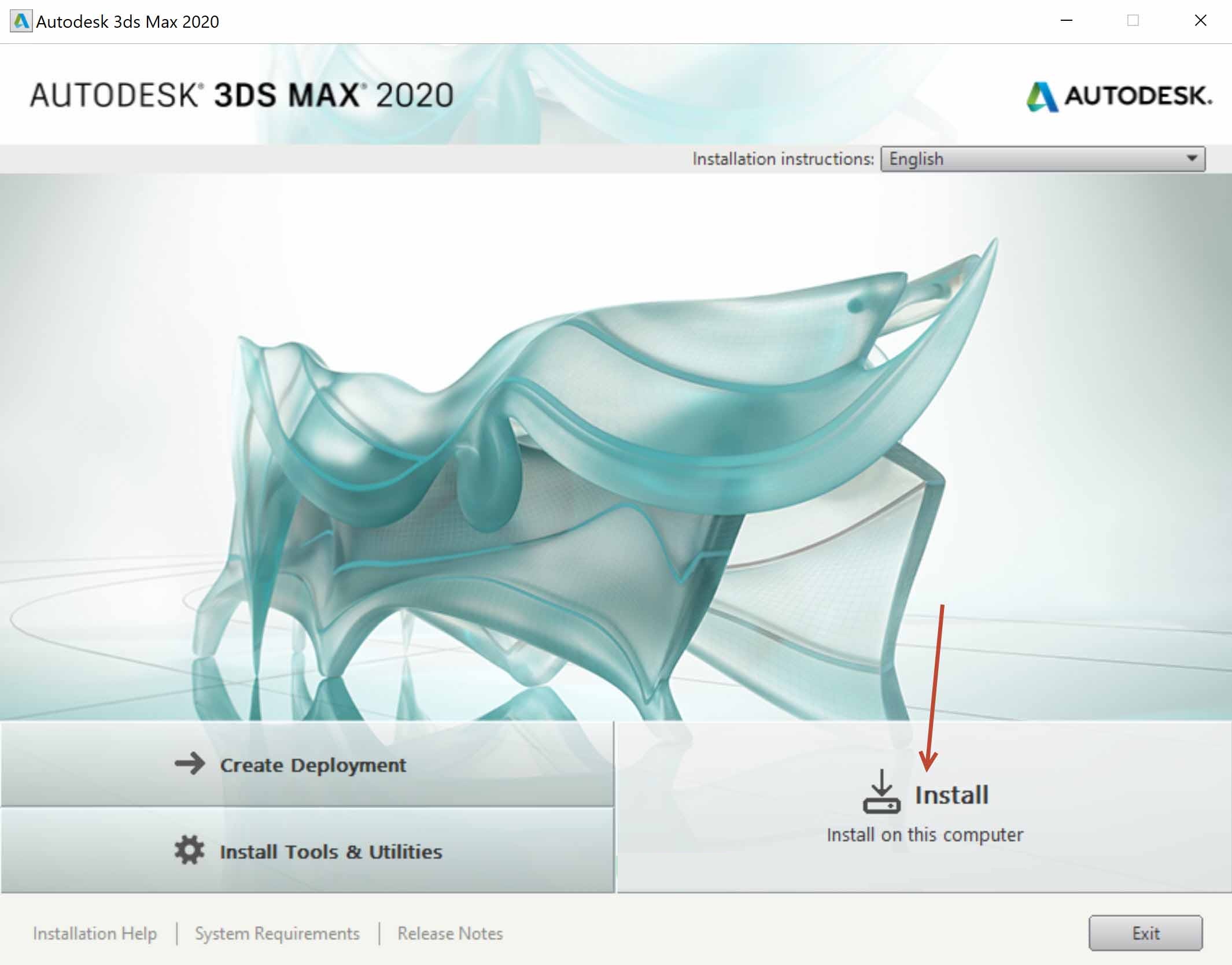 Màn hình bắt đầu cài đặt 3ds Max 2020