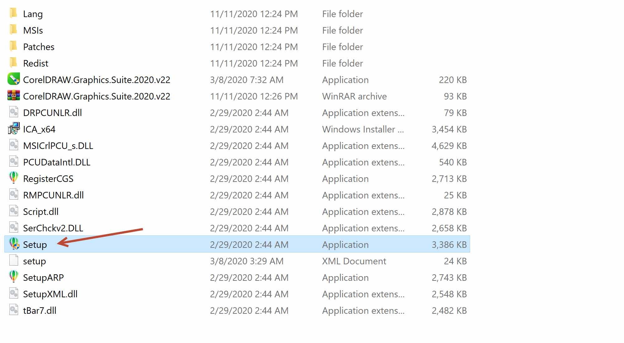 Bắt đầu nạp file cài đặt Corel 2020