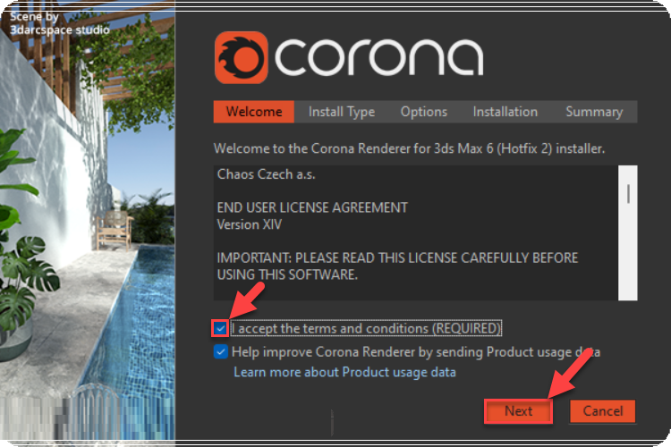 Hướng dẫn cài đặt Corona Renderer 6 bước 2