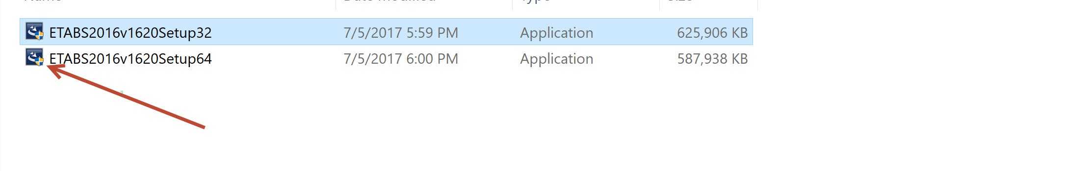 Chạy file setup ETABS 2016