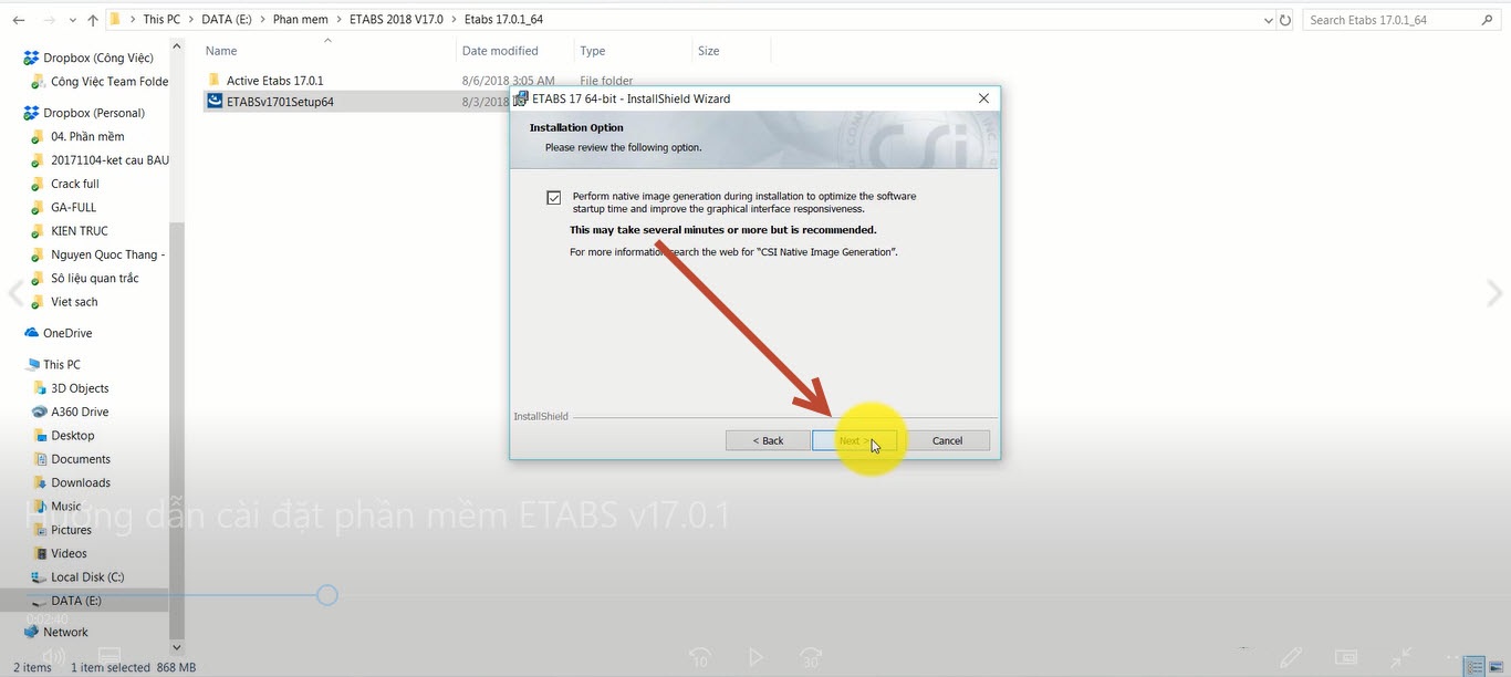 Hướng dẫn cài đặt ETABS 2017 - Bước 5
