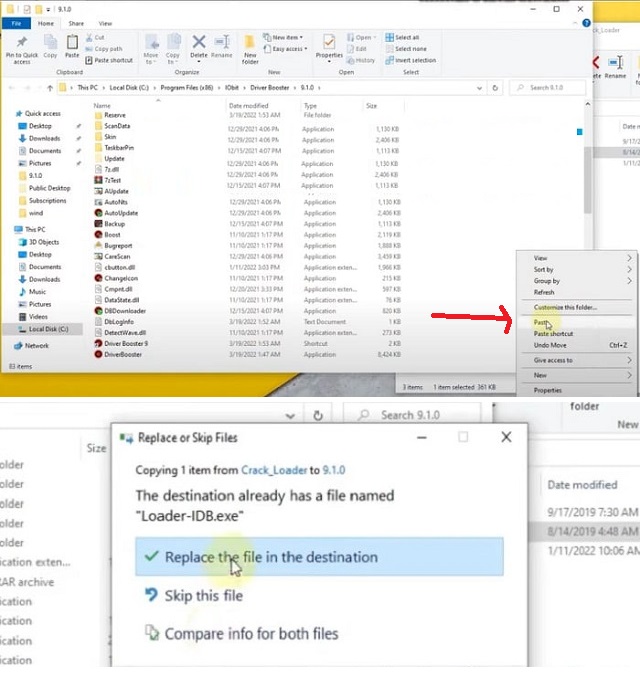 Dán đè file để kích hoạt