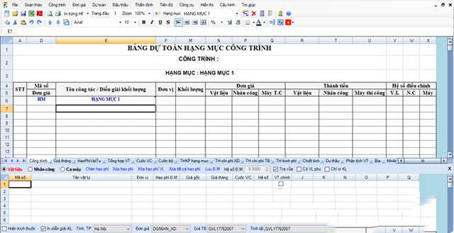 Giới thiệu giao diện Dự Toán G8