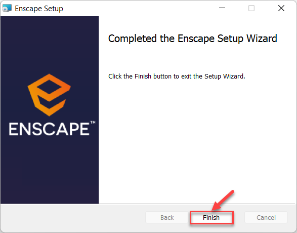 Cài đặt Enscape 3D hoàn tất