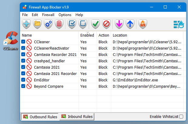 Giao diện Firewall App Blocker