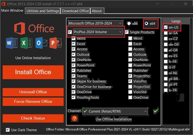 Lựa chọn công cụ cài đặt Office 2024