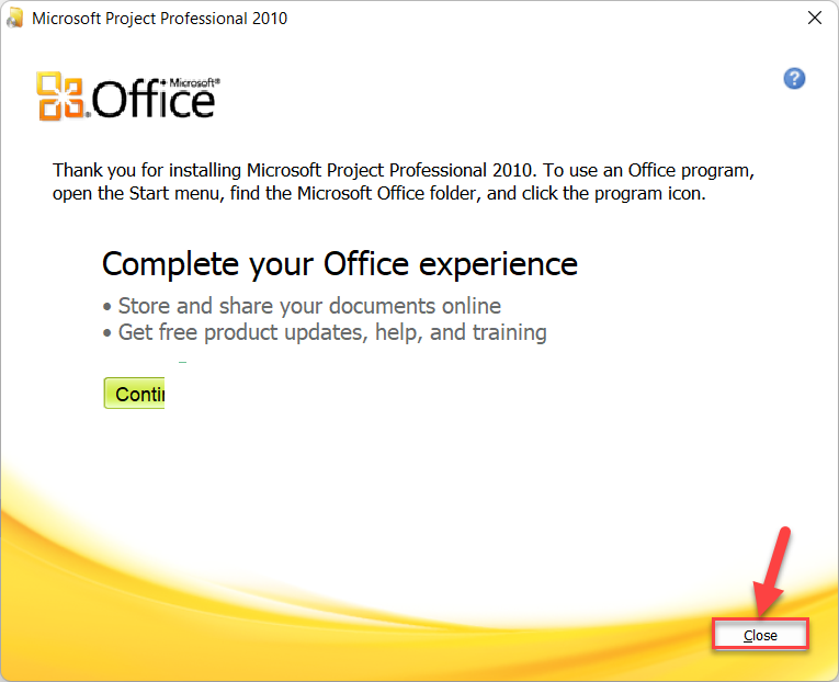 Cài đặt Microsoft Project 2010 bước 5