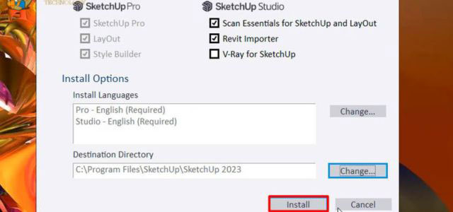Tiến trình cài đặt SketchUp Pro 2023