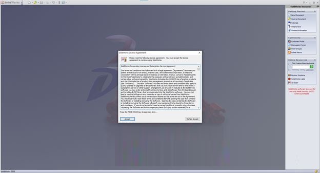 Khởi động thành công SolidWorks 2008