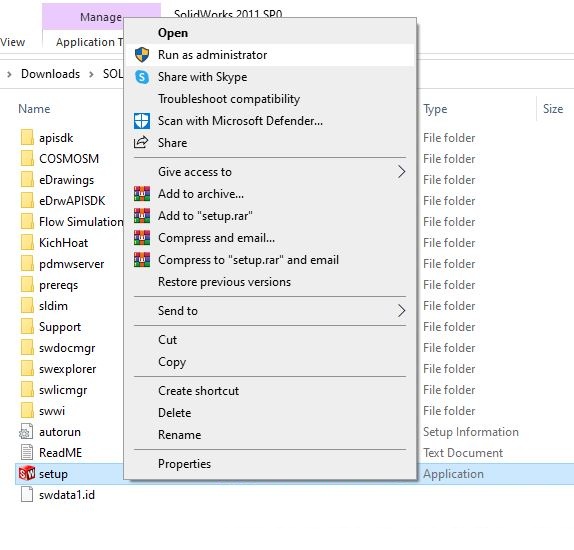 Chạy file setup SolidWorks 2011