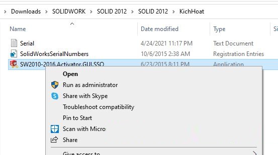 Giao diện công cụ Active SolidWorks 2012