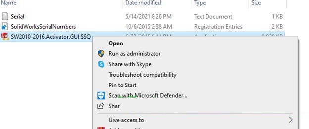 Chạy file Crack bằng quyền Admin