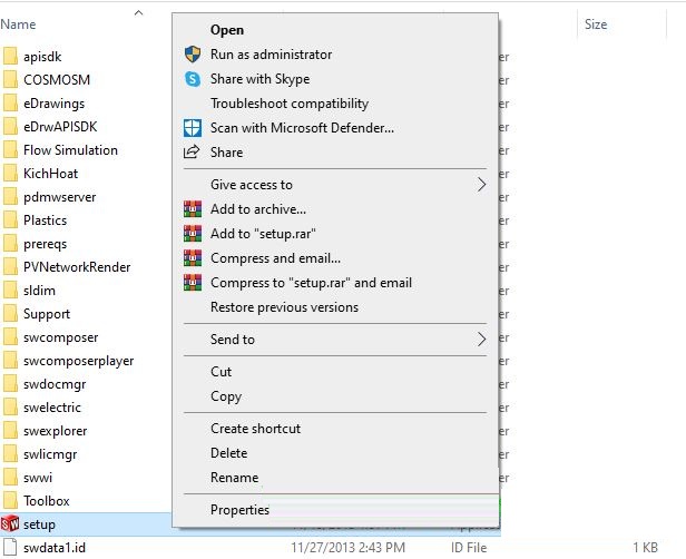 Mở file Setup SolidWorks 2014
