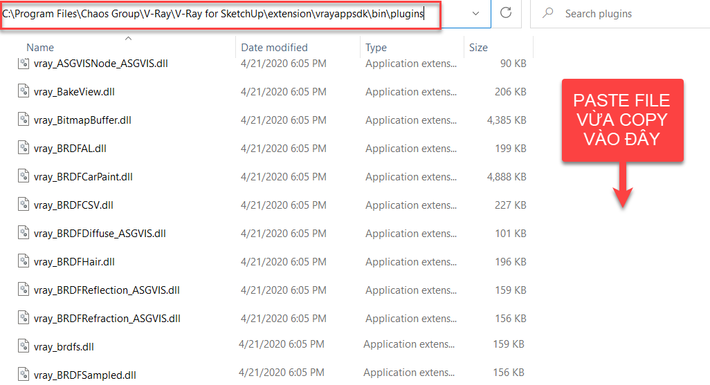 Paste vào thư mục plugins