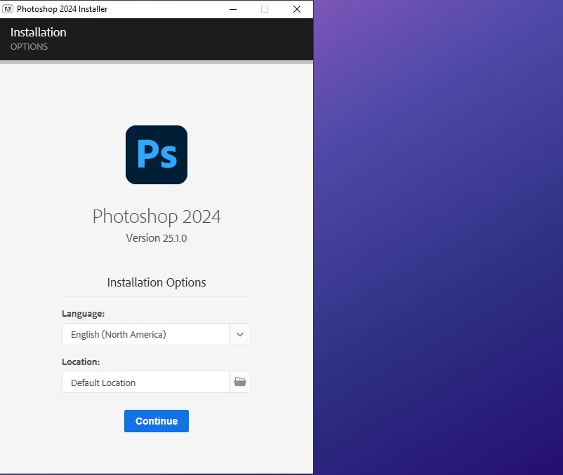 Cài đặt hoàn tất phần mềm Photoshop 2024