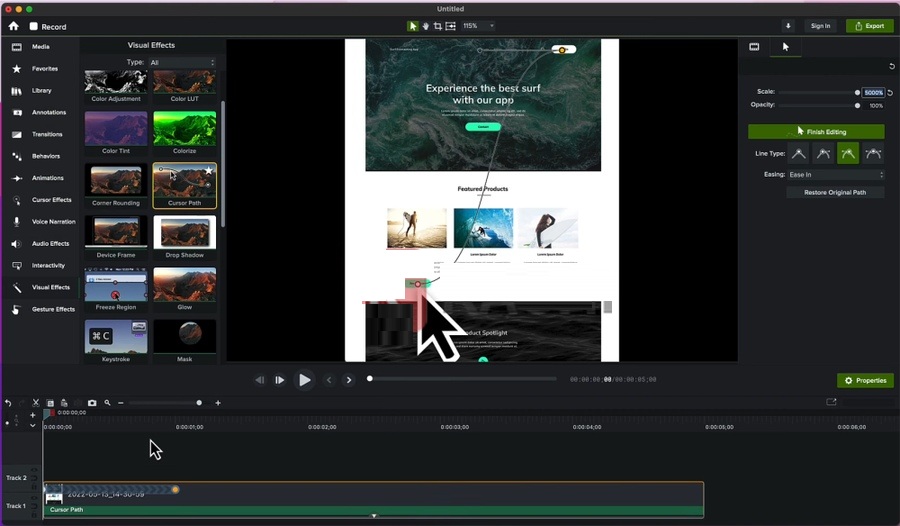 Giao diện và tính năng Camtasia 2022