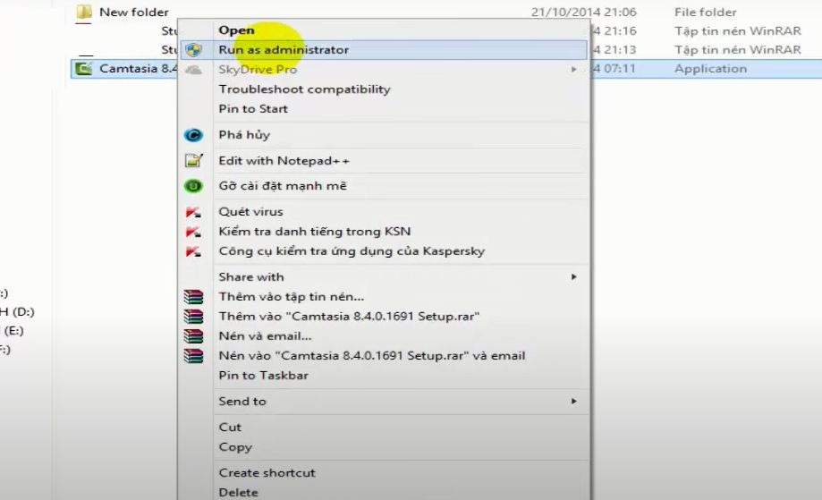 Cài đặt Camtasia 8 Bước 2