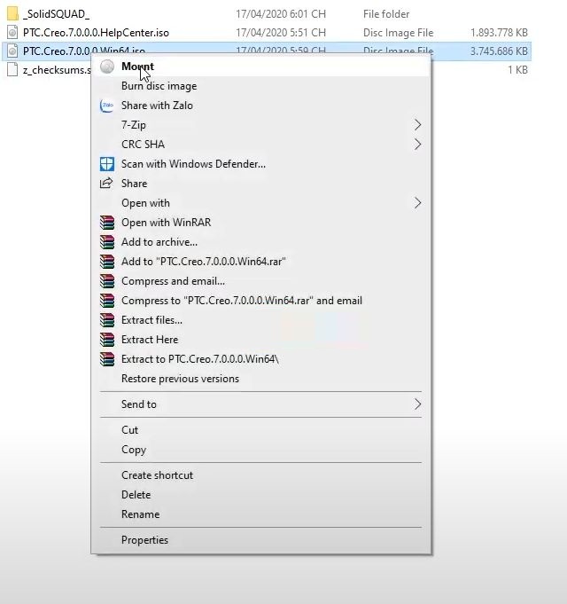 Chạy file tạo bản quyền cho Creo 7.0