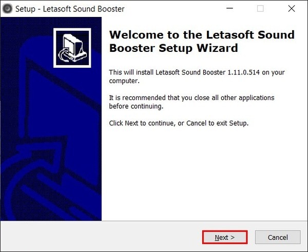 Chấp nhận điều khoản cài đặt Letasoft Sound Booster