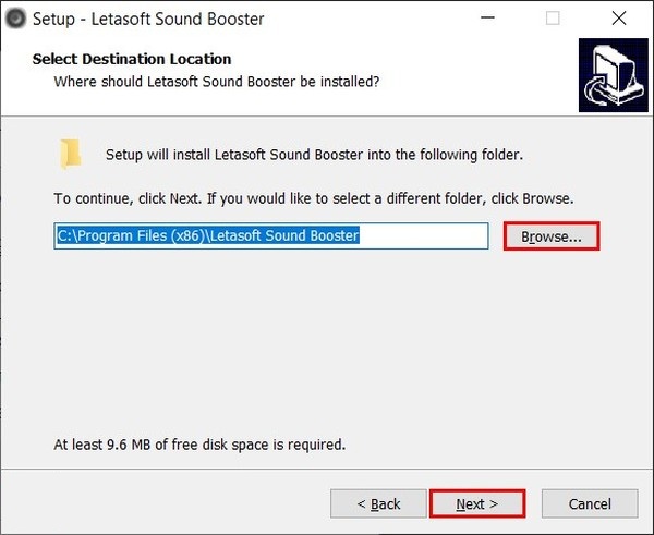 Chọn thư mục lưu trữ Letasoft Sound Booster