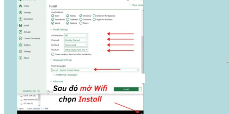 Kích hoạt tính năng bước 1