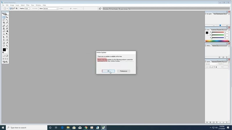 Màn hình khởi động của Adobe Photoshop CS2