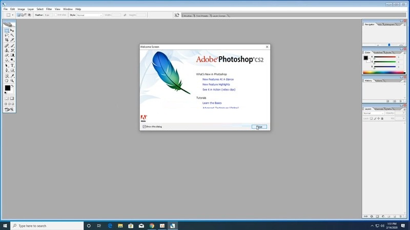 Hoàn tất thiết lập Photoshop CS2